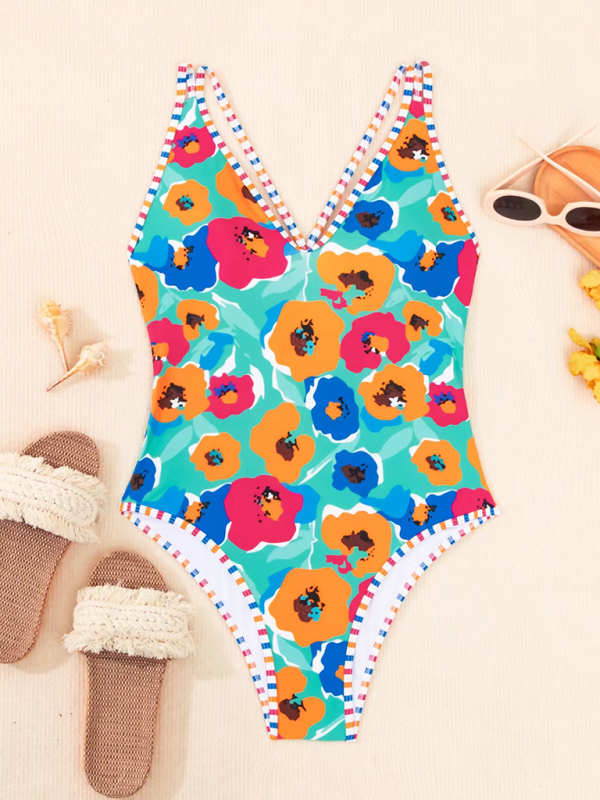 New bikini printed one piece swimsuit with hollow back - Image 4
