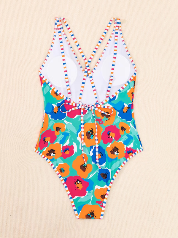 New bikini printed one piece swimsuit with hollow back - Image 3