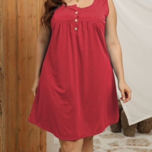Large Size Loose Casual Buttoned Vest Sleeveless Dress