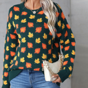 Maple Leaf Christmas Crew Neck Sweater