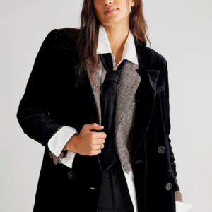 New Golden Velvet Jacket Split Blazer
