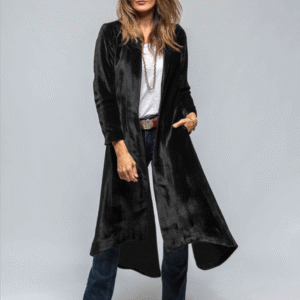 Women's Velvet Long Cardigan Vintage Split Jacket Trench Coat