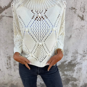 Casual Loose Skeleton Sweater Round Neck Knit Top