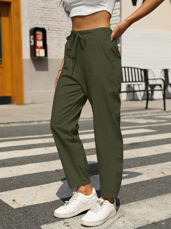 Casual High Waist Button Straight Leg Pants - Image 11