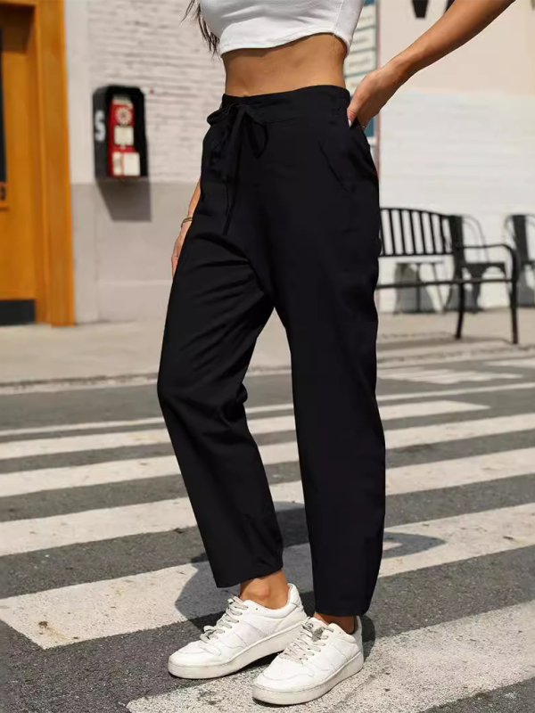 Casual High Waist Button Straight Leg Pants - Image 9