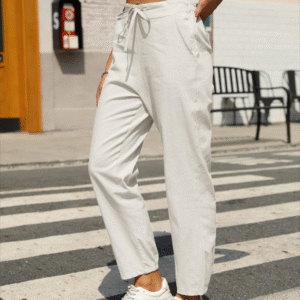 Casual High Waist Button Straight Leg Pants