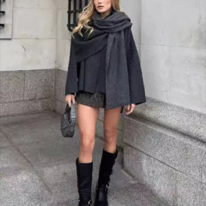 Asymmetric Scarf Knit Jacket