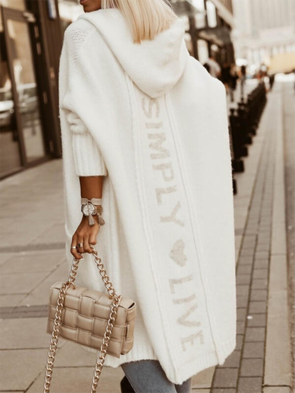 New arrival cardigan lapel hooded long wool sweater - Image 3