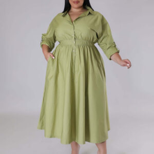 Plus Size Women's Long Sleeve Shirt Dresses