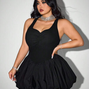 Plus size women's sleeveless dress high waist suspender short dress