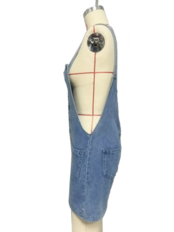 Women's slim straight overalls denim shorts - Image 4