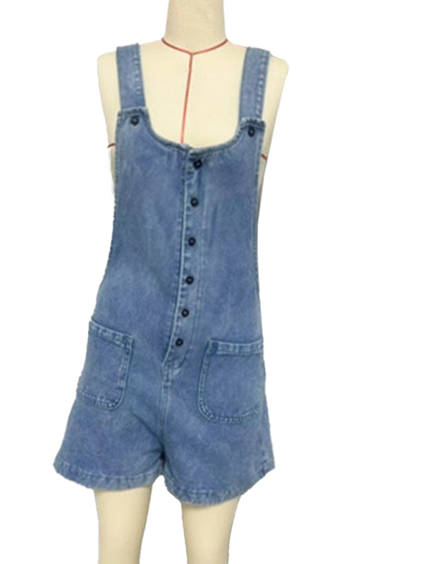 Women's slim straight overalls denim shorts - Image 3