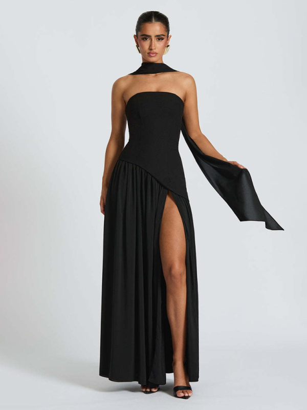 Strapless open back slit dress - Image 6