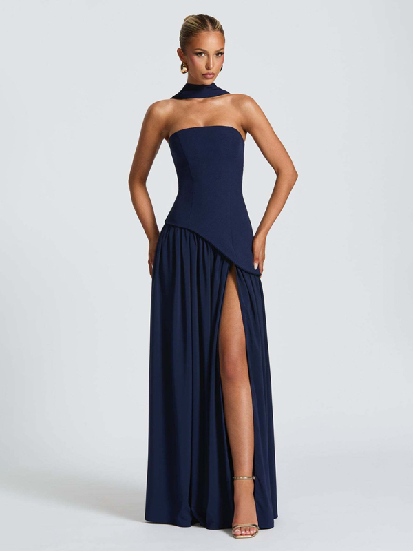 Strapless open back slit dress - Image 8