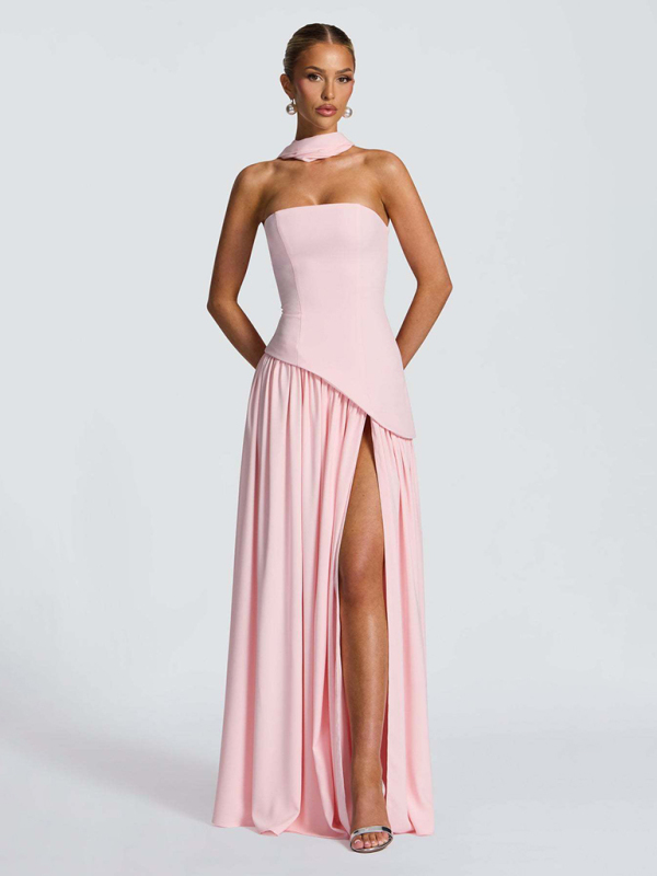 Strapless open back slit dress - Image 4