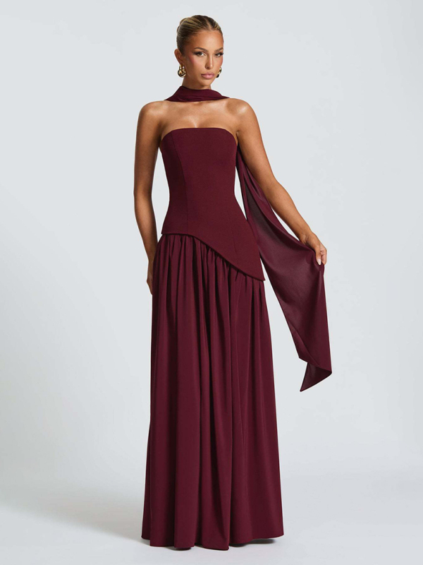 Strapless open back slit dress - Image 2