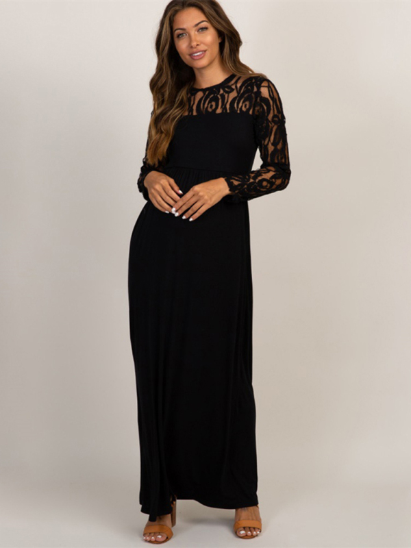 Maternity lace hollow long sleeve dress long dress - Image 5