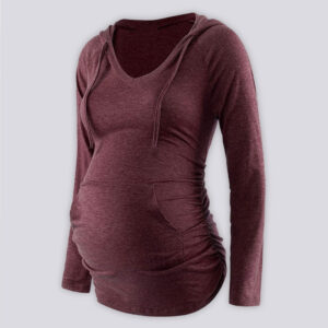 Maternity hooded pocket long-sleeved T-shirt
