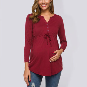 Maternity half cardigan long-sleeve T-shirt