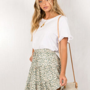 Ladies High Waist Ruffled Floral Printed A-Line Skirt