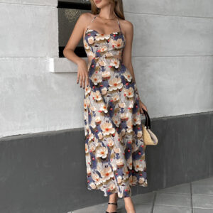 Printed suspender dress