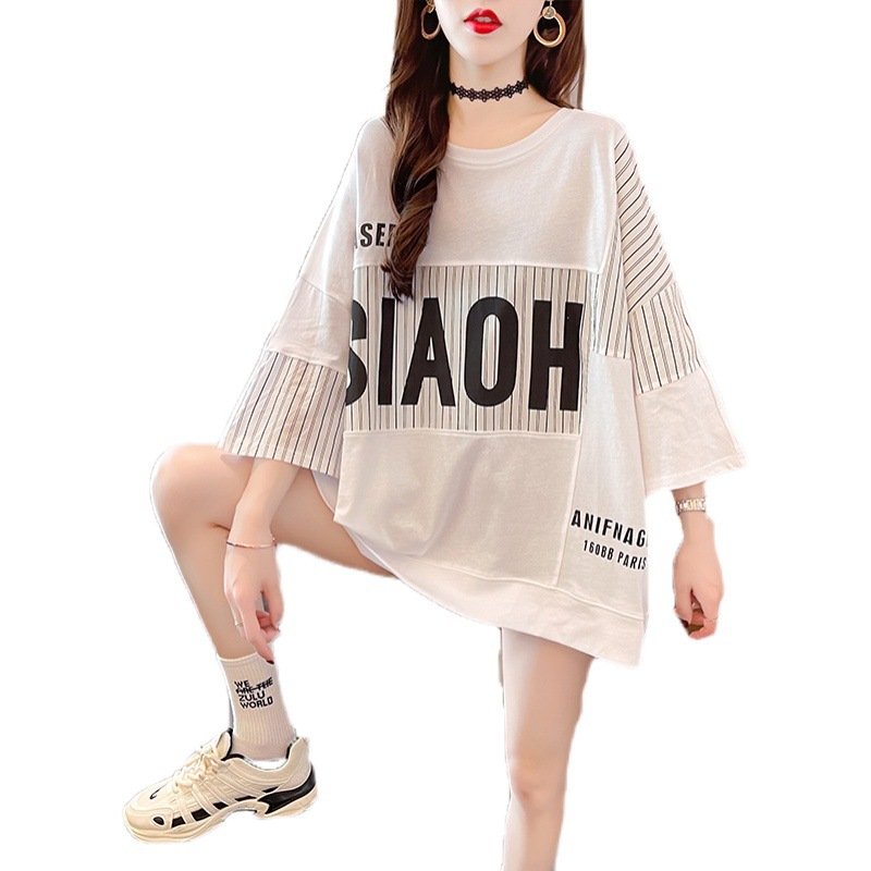 Design zipper stitching short-sleeved T-shirt women's loose top - Image 5