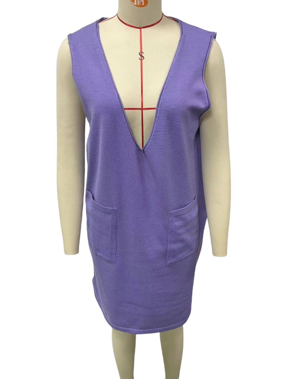 Knitted Medium Long Double Sided Vest Skirt Autumn/Winter New Korean Solid Color Sleeveless Versatile Dress - Image 11