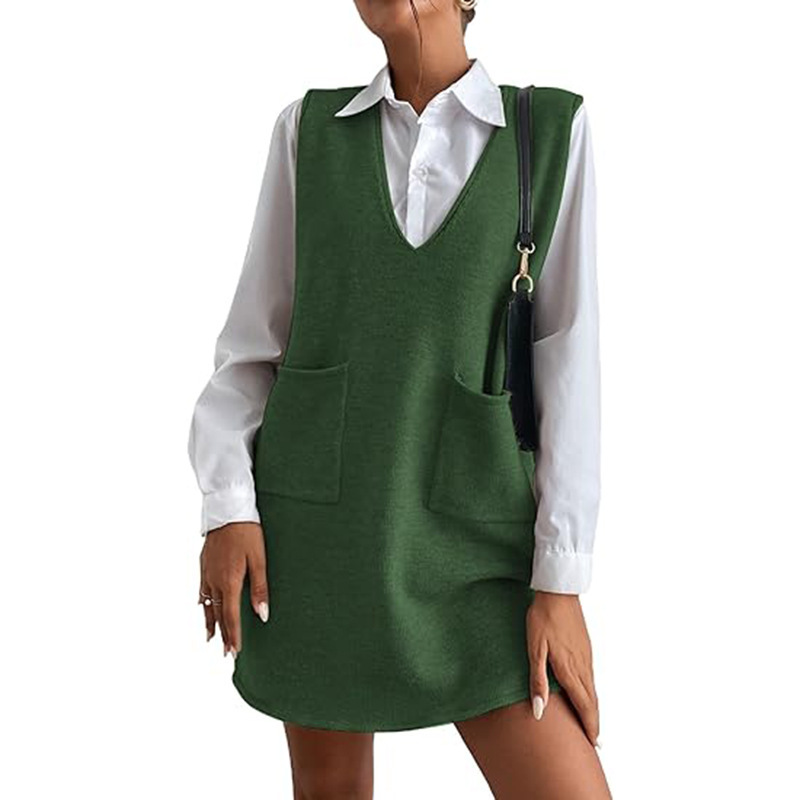 Knitted Medium Long Double Sided Vest Skirt Autumn/Winter New Korean Solid Color Sleeveless Versatile Dress - Image 6