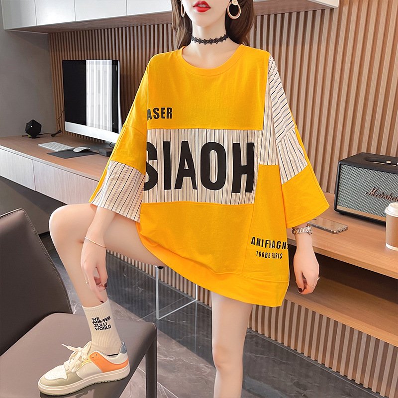 Design zipper stitching short-sleeved T-shirt women's loose top - Image 4