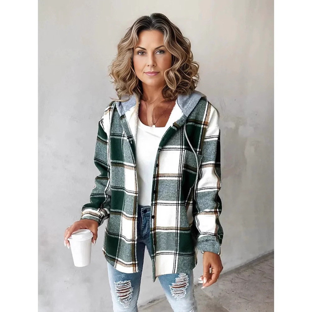 Women's large plaid style women's jacket plaid autumn and winter new style - Image 2