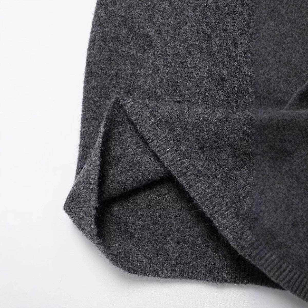 European and American winter new style low neck short sleeved gray knitted slim fit dress for women - Image 3