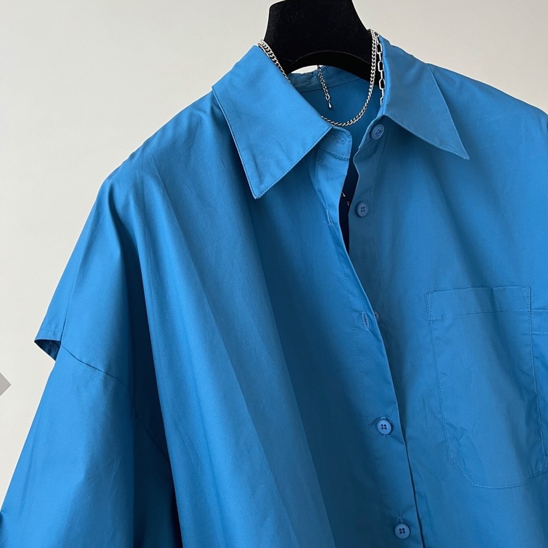 Fashion Back Spliced Shirt For Women Solid Versatile Single Breasted Loose Fake Two Pieces Blouse - Image 3