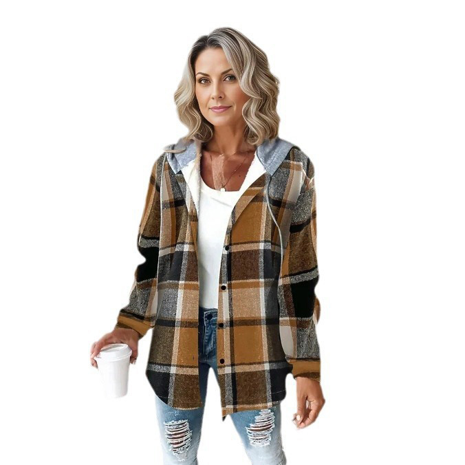 Women's large plaid style women's jacket plaid autumn and winter new style - Image 5