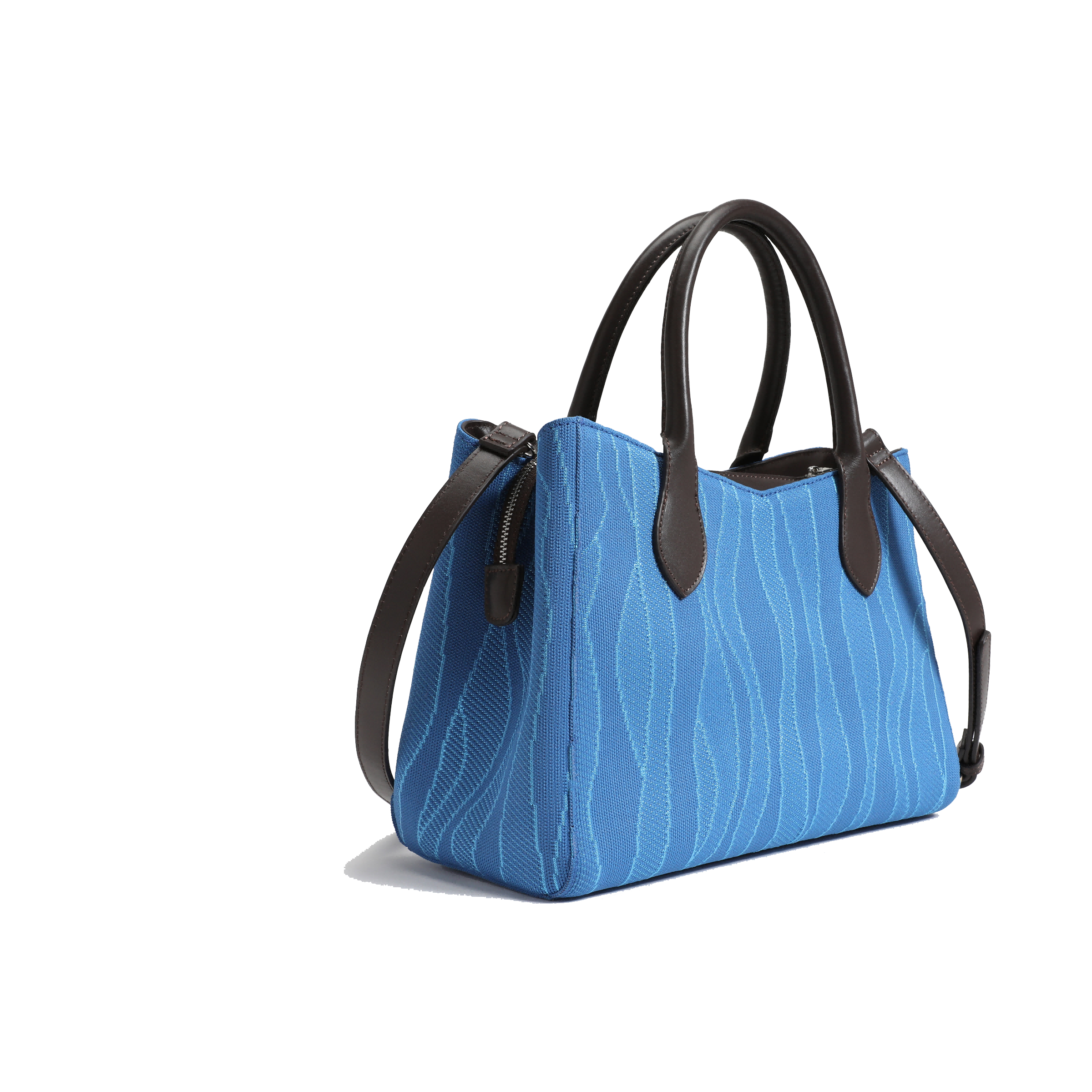 Color-contrast leather shoulder bag | 3D woven pattern small tote, one bag for commuting and shopping - Image 2