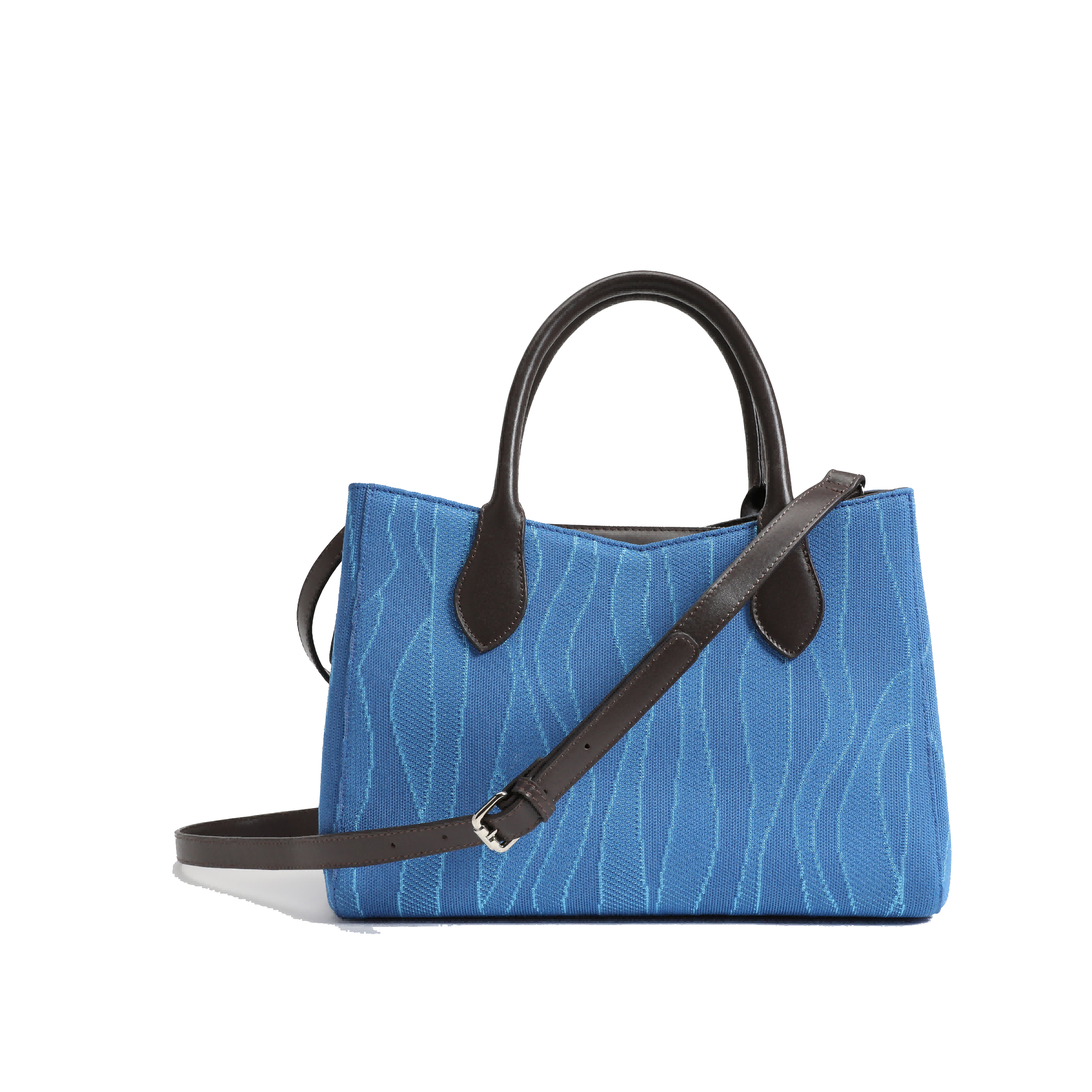 Color-contrast leather shoulder bag | 3D woven pattern small tote, one bag for commuting and shopping - Image 3