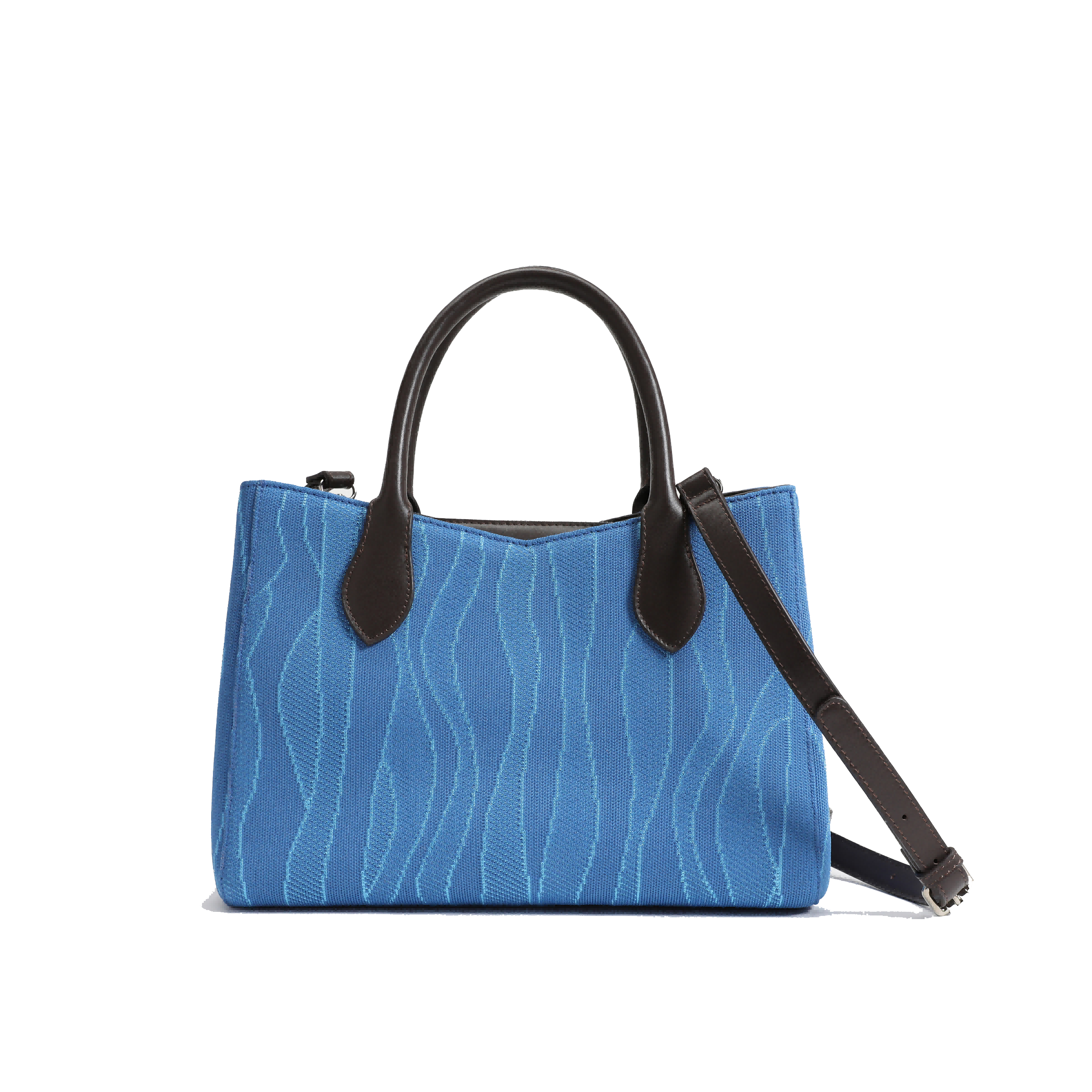 Color-contrast leather shoulder bag | 3D woven pattern small tote, one bag for commuting and shopping - Image 4