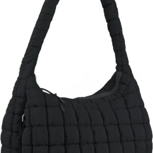 Quilted Puffer Tote Bag Purse Puffy Crossbody Shoulder Bag,Lightweight Nylon Hobo Bag Puffer Carryall Bag for Women Girl