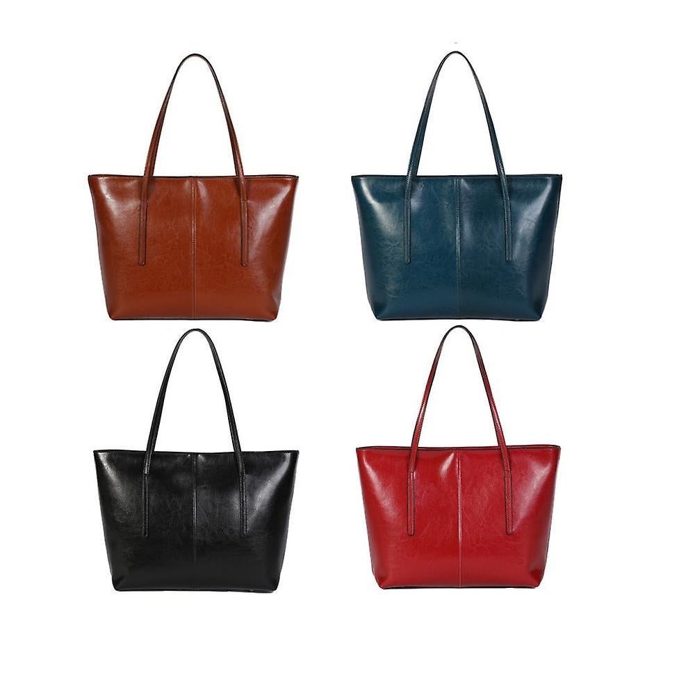 Women's Leather Tote Bag Cowhide Shoulder Bag or Handbag - Red - Image 2