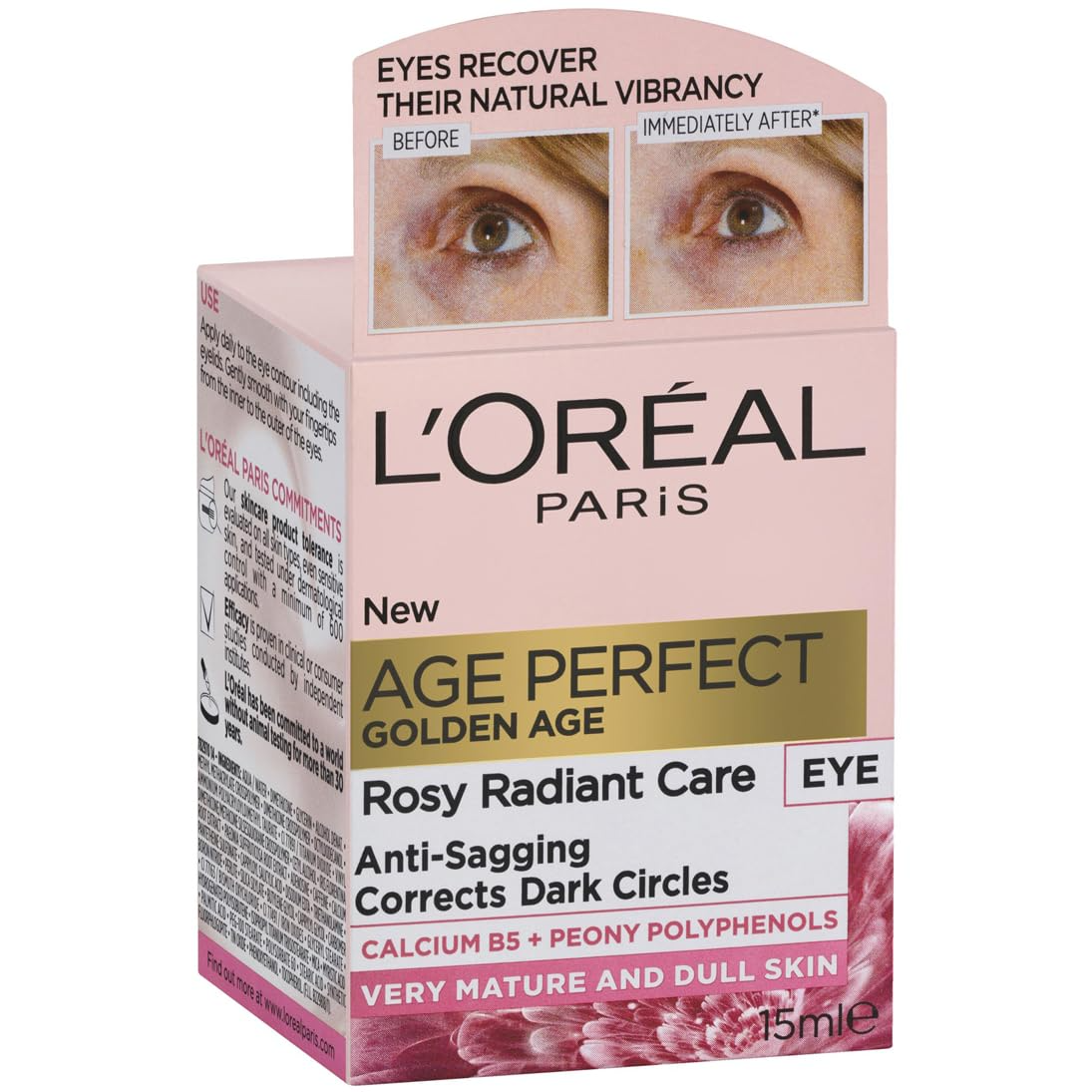 LOreal Paris Golden Age Perfect Rosy Radiant Eye Cream Anti Sagging Mature to Dull Skin 15ml - Image 11