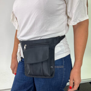 Milleni Waist Bag Utility Travel Belt Bum Bag Adjustable Strap w/ Zipper in Black