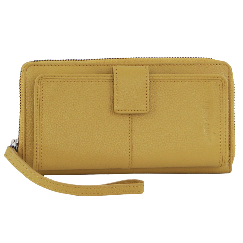 Pierre Cardin Womens Leather Zip Around Wallet RFID Blocking w/ Wristlet in Zinc Yellow - Image 2