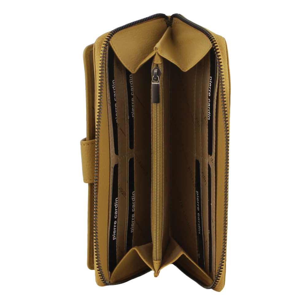 Pierre Cardin Womens Leather Zip Around Wallet RFID Blocking w/ Wristlet in Zinc Yellow - Image 3