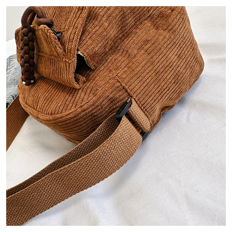 Corduroy Crossbody Bag Mini Messenger Shoulder Purse Adjustable Strap Vintage Style Casual Streetwear Phone Pouch Green - Image 5
