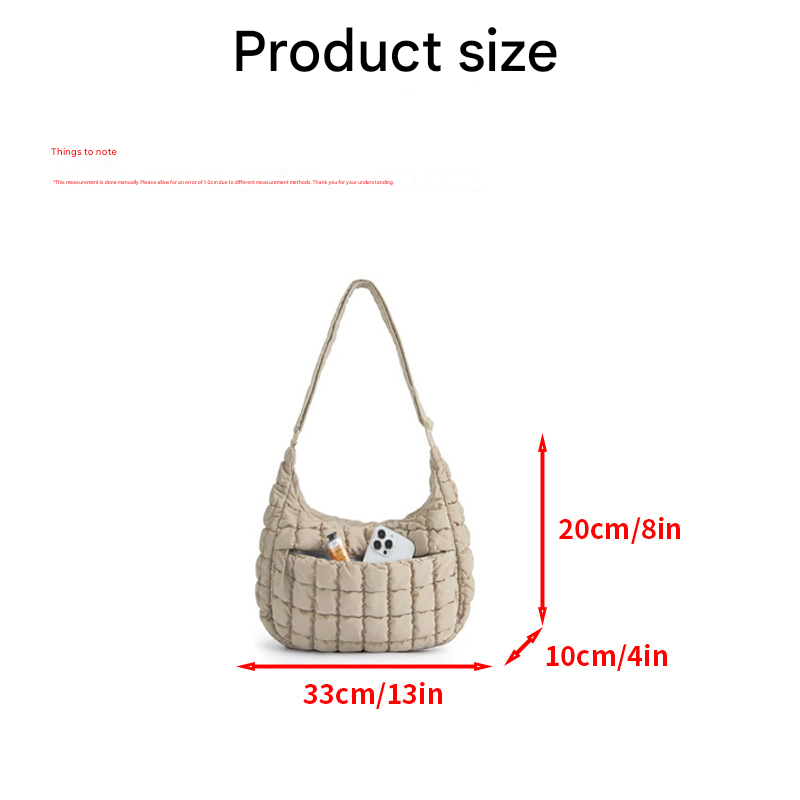 Black Ruched Cloud Shoulder Bag with Puffy Down Cotton Padded Dumpling Shape Lightweight Crossbody Handbag for Local Women Fashionable Daily Essential - Image 7