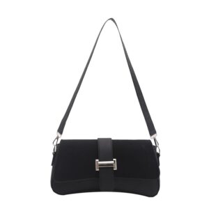 Black Fashion Retro Crossbody Bag French Chic Small Shoulder Bag Women’s Baguette Underarm Bag