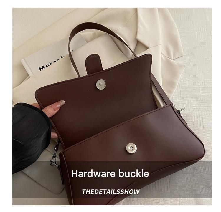 Black Fashion Retro Crossbody Bag French Chic Small Shoulder Bag Women’s Baguette Underarm Bag - Image 4