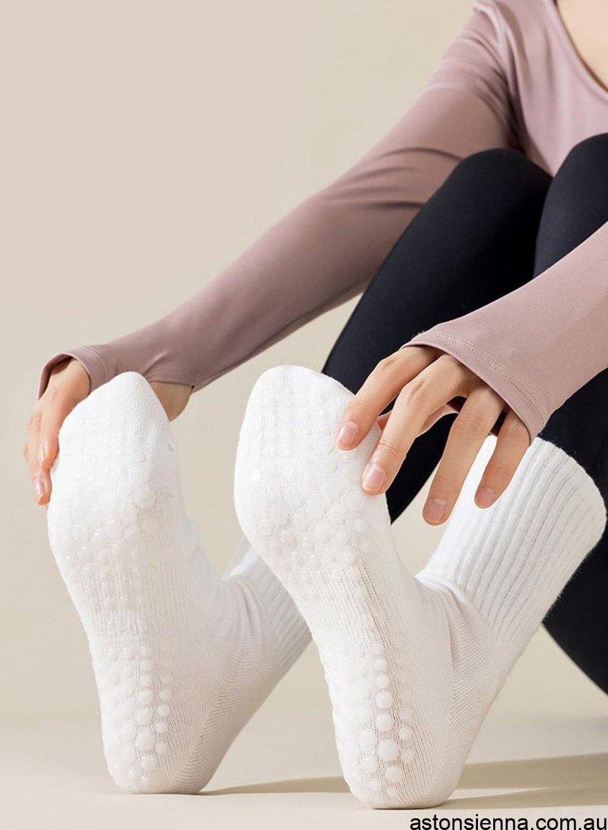 Non‑Slip Yoga Socks (3 Pairs) – Long Pilates Grip Socks for Women - Image 2