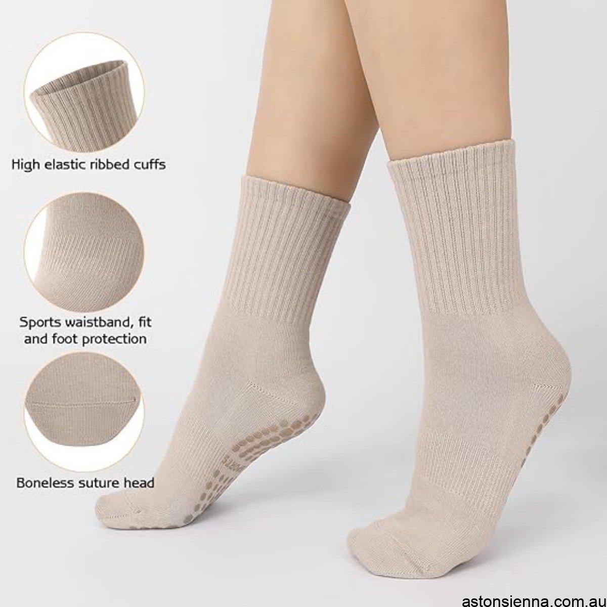 Non‑Slip Yoga Socks (3 Pairs) – Long Pilates Grip Socks for Women - Image 3