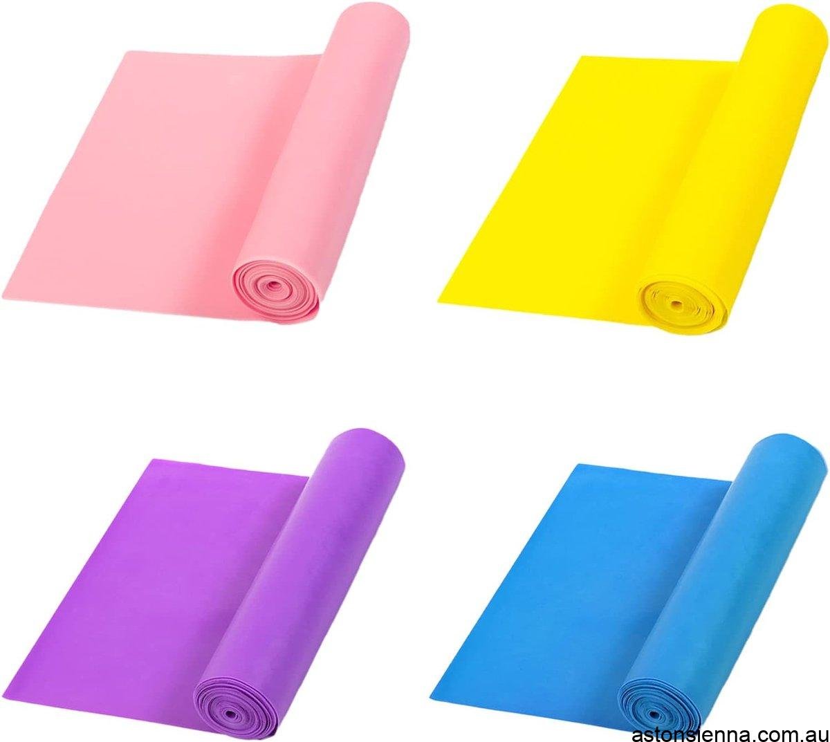 4 pieces - fitness resistance bands - yoga tension bands - elastic resistance bands - resistance bands - training bands - stretch band - exercise bands - strength training - yoga band - adjustable - for physiotherapy, yoga and pilates - 150*15 cm