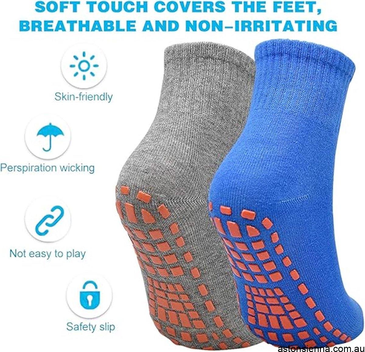 Non‑Slip Yoga Socks (2 Pairs) – Blue & Gray Grip Socks for Women & Adults - Image 7